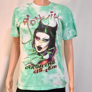Gottmik: Sz XS "Crash The Cis-Tem" Adult Pride T-Shirt White Green Swirl NWT